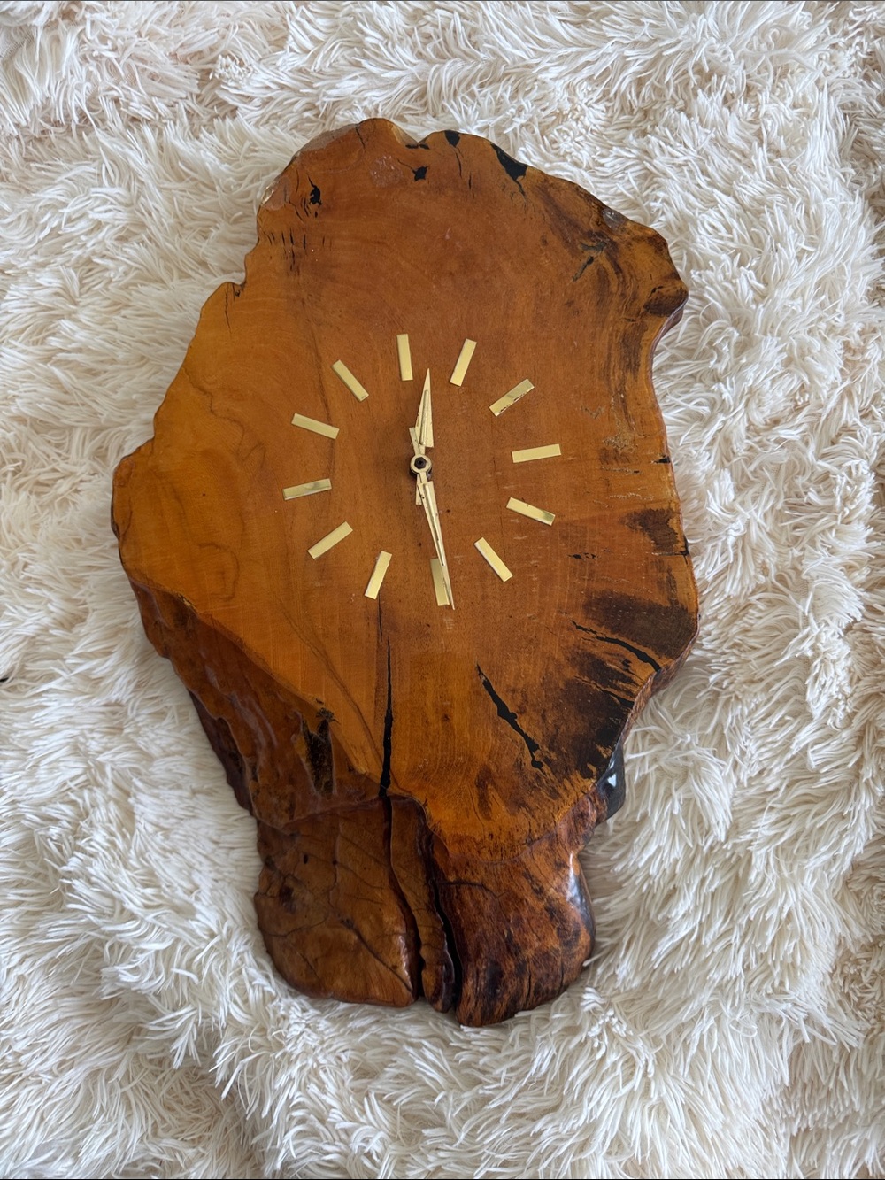 Handmade Live Edge Solid Wood Wall Clock Rustic Cabin Decor 19” - Read Desc